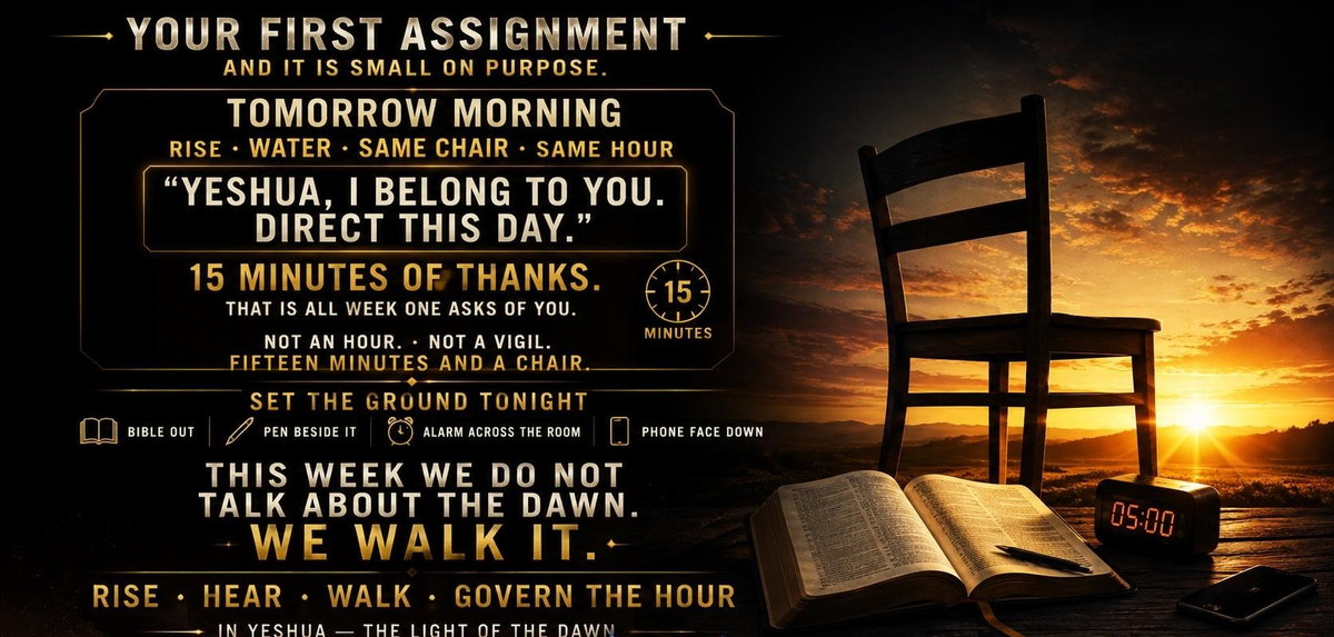 Your first assignment — rise, water, same chair, same hour